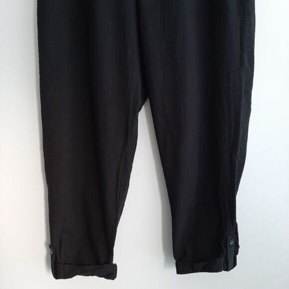 JOE FRESH | Linen Cotton Blend High Elastic Waist Pull-on Crop Pants Black Sz XL - Picture 4 of 11